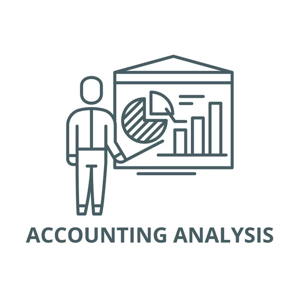 Icona della linea di analisi contabile, vettore. Analisi contabile segno di contorno, simbolo concettuale, illustrazione piatta — Vettoriale Stock