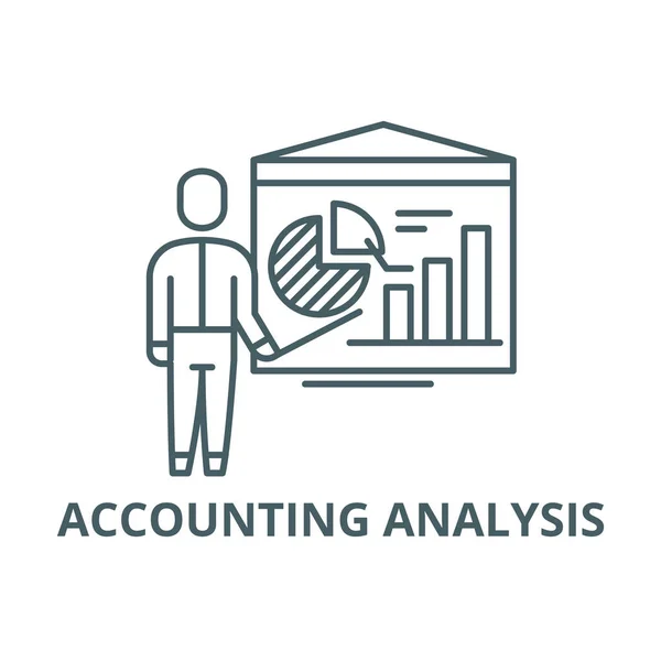 Regelpictogram voor boekhoudkundige analyse, Vector. Boekhoudkundige analyse overzichts teken, concept symbool, platte illustratie — Stockvector