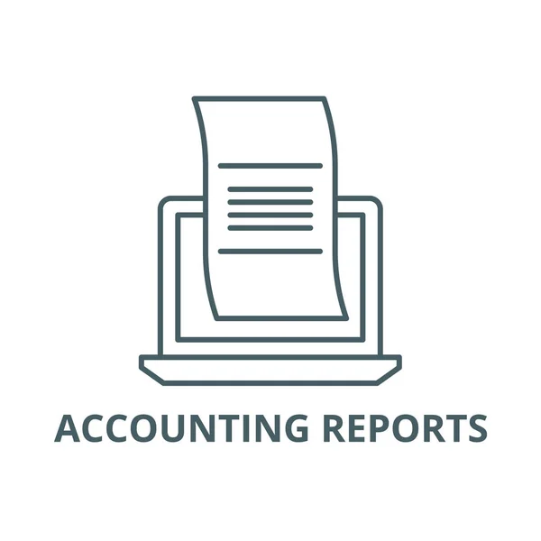 Regelpictogram voor accounting rapporten, Vector. Boekhoudkundige rapporten overzichts teken, concept symbool, platte illustratie — Stockvector