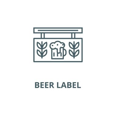 Bira etiket hattı simgesi, vektör. Bira etiket anahat işareti, kavramı sembolü, düz illüstrasyon