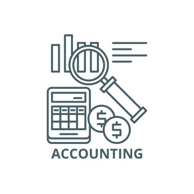 Muhasebe satırı simgesi, vector. Muhasebe anahat işareti, konsept sembolü, düz illüstrasyon