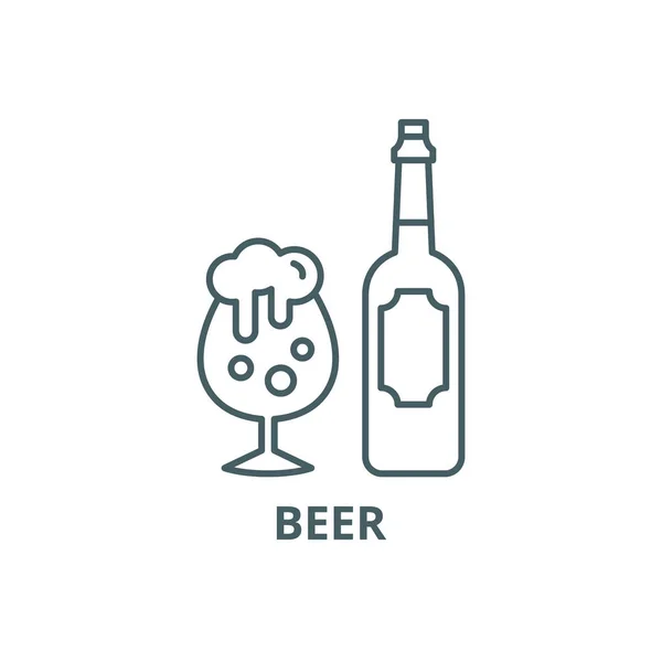 Icono de línea de cerveza, vector. Signo de contorno de cerveza, símbolo de concepto, ilustración plana — Vector de stock
