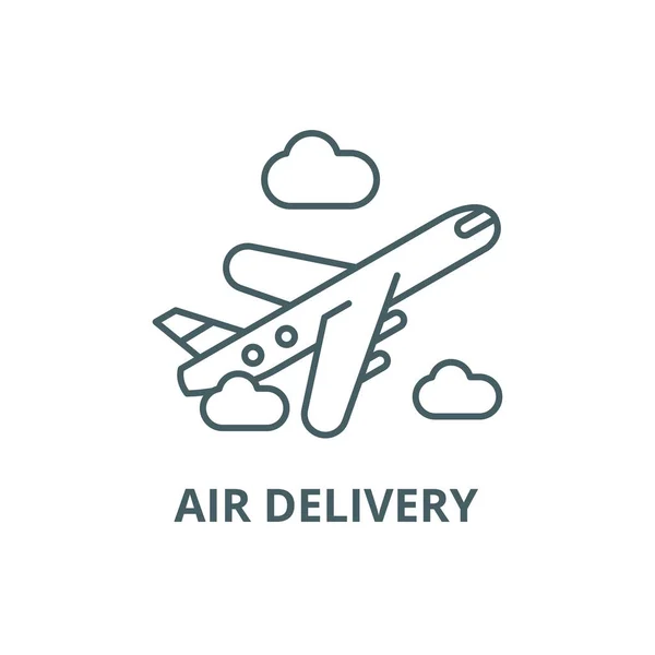 Icono de línea de entrega de aire, vector. Señal de contorno de entrega de aire, símbolo de concepto, ilustración plana — Vector de stock