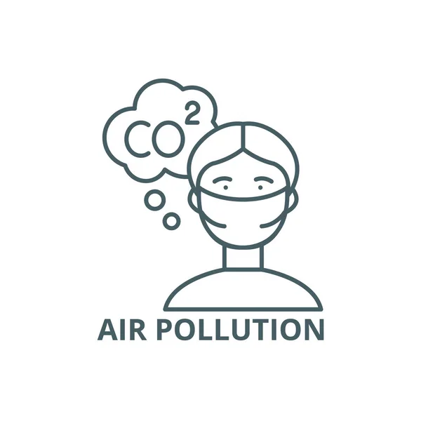 大気汚染ラインアイコン、ベクトル。大気汚染のアウトラインサイン、コンセプトシンボル、フラットイラスト — ストックベクタ