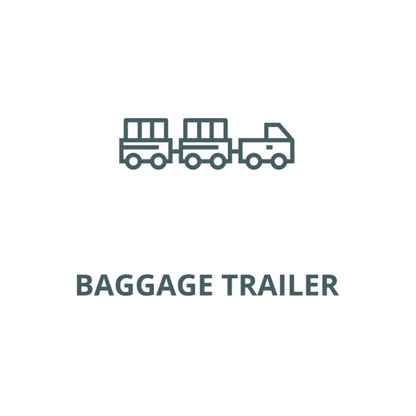 Icono de línea de remolque de equipaje Airoport, vector. Señal de esquema de remolque de equipaje aeroportuario, símbolo de concepto, ilustración plana — Vector de stock