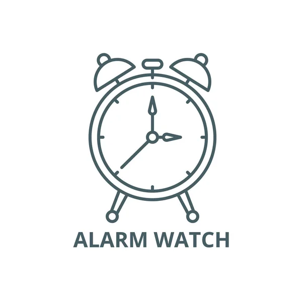 Alarm horloge lijn icoon, Vector. Alarm watch outline Sign, concept symbool, platte illustratie — Stockvector