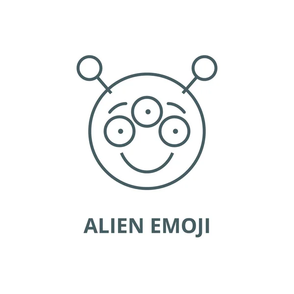 Icono de línea emoji alienígena, vector. Alien emoji esquema signo, símbolo de concepto, ilustración plana — Archivo Imágenes Vectoriales