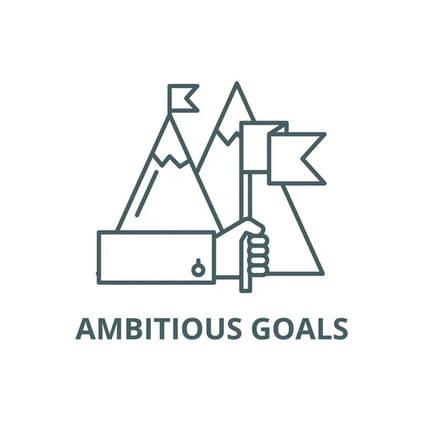Ambitieuze doelen lijn icoon, Vector. Ambitieuze doelstellingen overzichts teken, concept symbool, vlakke illustratie — Stockvector