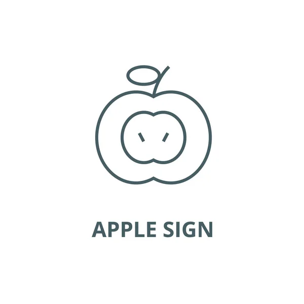 Ikona linii znaku Apple, wektor. Znak konspektu Apple, symbol koncepcyjny, płaska ilustracja — Wektor stockowy