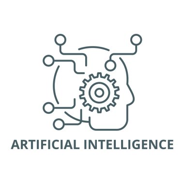 Yapay zeka hattı simgesi, vektör. Yapay zeka anahat işareti, konsept sembolü, düz illüstrasyon