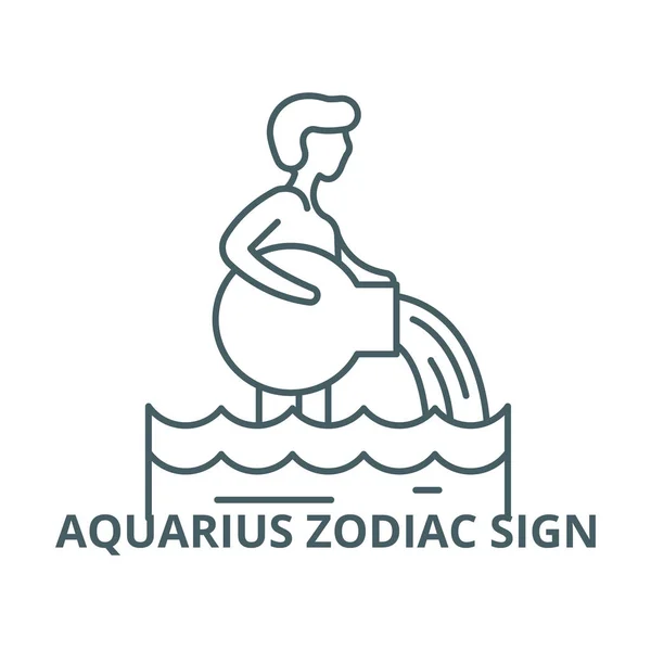 Icona della linea segno zodiacale dell'Acquario, vettore. Acquario segno zodiacale segno contorno, simbolo del concetto, illustrazione piatta — Vettoriale Stock