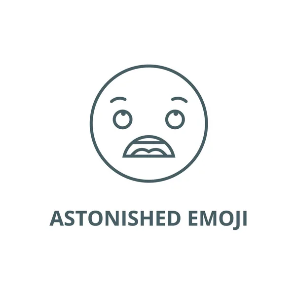 Icono de línea emoji asombrado, vector. Signo de contorno emoji asombrado, símbolo de concepto, ilustración plana — Archivo Imágenes Vectoriales