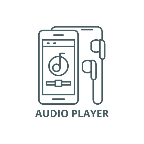 Icono de línea de reproductor de audio, vector. Signo del contorno del reproductor de audio, símbolo del concepto, ilustración plana — Vector de stock