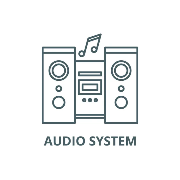 Icono de línea de sistema de audio, vector. Señal de contorno del sistema de audio, símbolo de concepto, ilustración plana — Archivo Imágenes Vectoriales