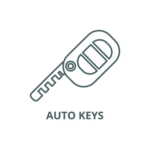 Auto ícone de linha de chaves, vetor. Sinal de esboço de chaves de automóvel, símbolo de conceito, ilustração plana — Vetor de Stock