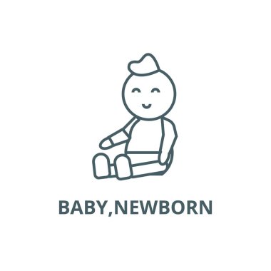 Bebek, yenidoğan çizgi simgesi, vektör. Bebek, yenidoğan anahat işareti, konsept sembolü, düz illüstrasyon