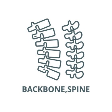 Omurga, omurga hattı simgesi, vektör. Omurga, omurga anahat işareti, kavram sembolü, düz illüstrasyon