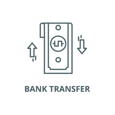 Banka transfer hattı simgesi, vektör. Banka havalesi anahat işareti, konsept sembolü, düz illüstrasyon