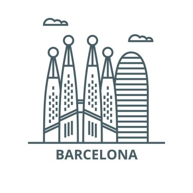 Barcelona line icon, vector. Barcelona outline sign, concept symbol, flat illustration clipart
