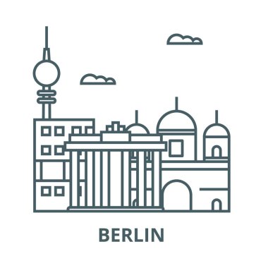 Berlin hat simgesi, vektör. Berlin anahat işareti, konsept sembolü, düz illüstrasyon