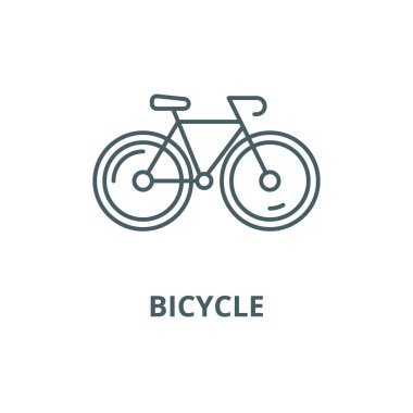 Bisiklet hattı simgesi, vektör. Bisiklet anahat işareti, konsept sembolü, düz illüstrasyon