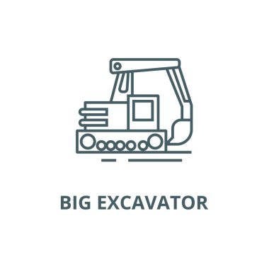 Büyük Ekskavatör hattı simgesi, vektör. Büyük Ekskavatör anahat işareti, kavramı sembolü, düz illüstrasyon