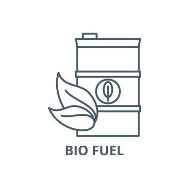 Bio yakıt hattı simgesi, vektör. Bio yakıt anahat işareti, konsept sembolü, düz illüstrasyon