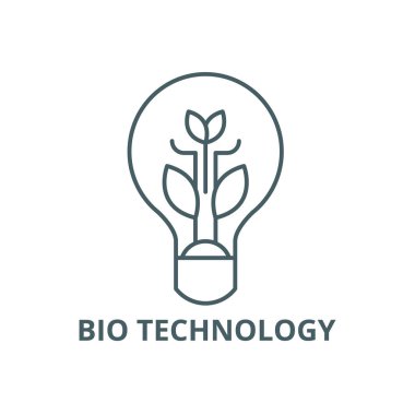 Bio teknoloji hattı simgesi, vektör. Bio teknoloji anahat işareti, konsept sembolü, düz illüstrasyon