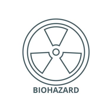 Biyolojik tehlike, tehlikeli radyasyon hattı simgesi, vektör. Biohazard, tehlikeli radyasyon anahat işareti, konsept sembolü, düz illüstrasyon