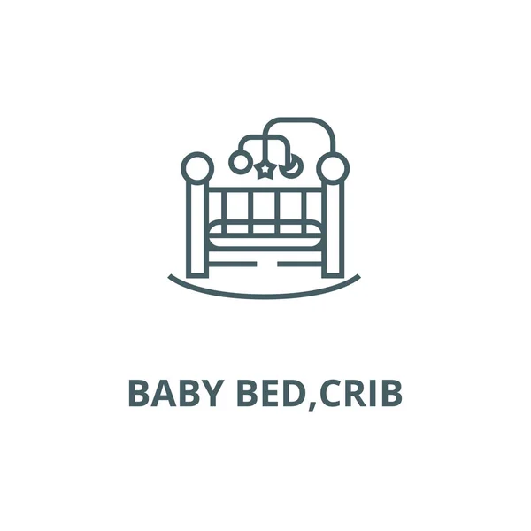 Детская кровать, значок кроватки, вектор. Baby bed, crib outline sign, concept symbol, flat illustration — стоковый вектор