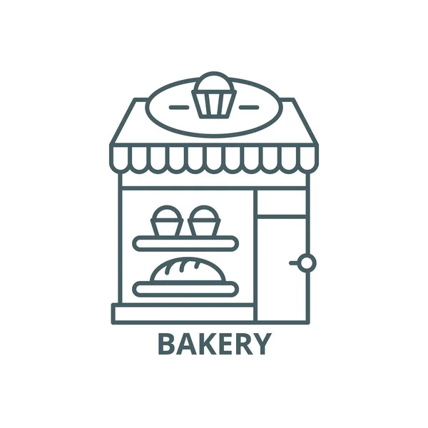 Icono de línea de panadería, vector. Panadería signo contorno, símbolo concepto, ilustración plana — Vector de stock