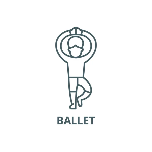 Icono de línea de ballet, vector. Señal del contorno del ballet, símbolo del concepto, ilustración plana — Vector de stock