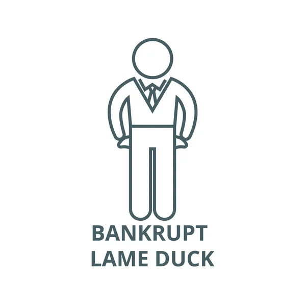 Bankrupt, lame duck line icon, vector. Bankrupt, lame duck outline sign, concept symbol, flat illustration — Stock Vector