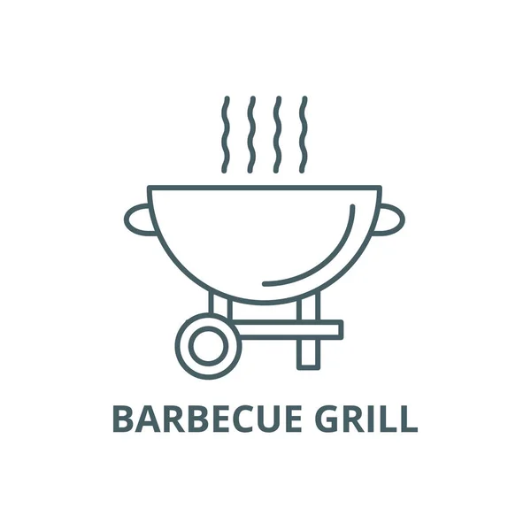 Barbecue grill ligne icône, vecteur. Barbecue grill contour signe, symbole de concept, illustration plate — Image vectorielle