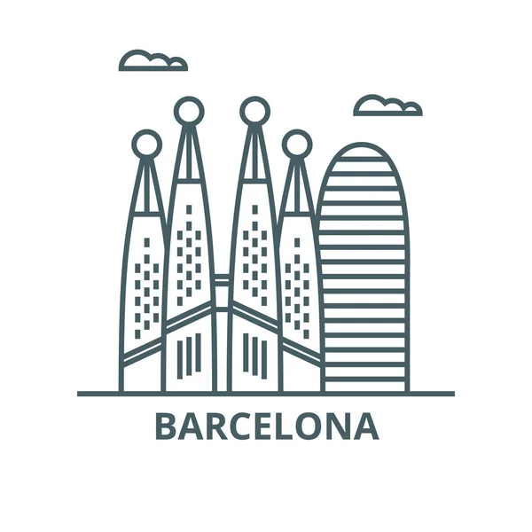 Barcelona vonal ikon, vektor. Barcelonai vázlatjel, koncepciószimbólum, lapos illusztráció — Stock Vector