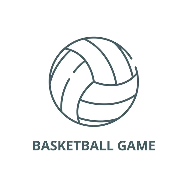 Basketballspiel Linie Symbol, Vektor. Basketballspiel Umriss Zeichen, Konzept Symbol, flache Abbildung — Stockvektor