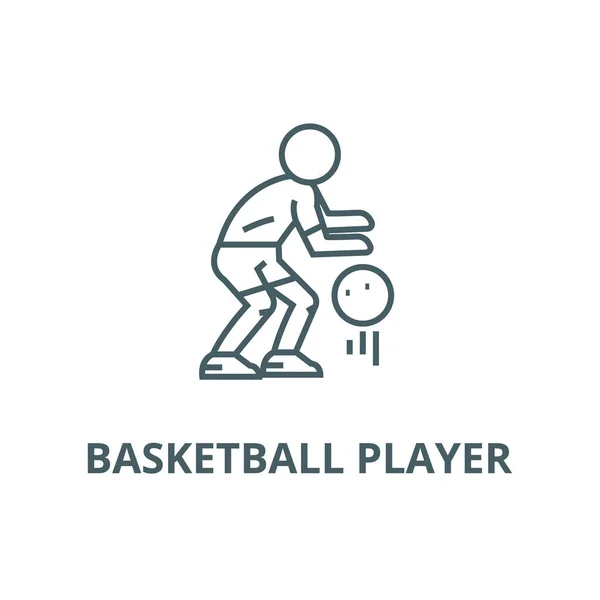 Basketballspieler Liniensymbol, Vektor. Basketballspieler Umrissschild, Konzeptsymbol, flache Abbildung — Stockvektor