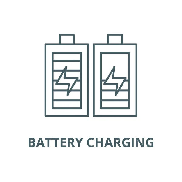 Icône de ligne de charge de batterie, vecteur. Signe de contour de charge de batterie, symbole de concept, illustration plate — Image vectorielle