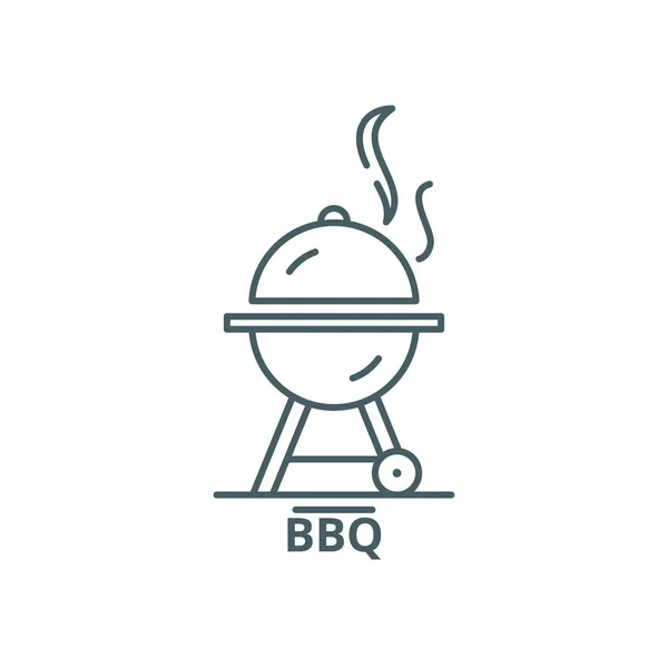 Icône de ligne Bbq, vecteur. Signe de contour Bbq, symbole de concept, illustration plate — Image vectorielle