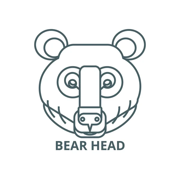 Bear head line icon, vector. Bear head outline sign, concept symbol, flat illustration