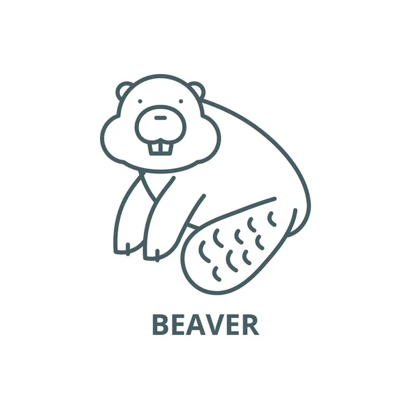 Beaver vonal ikon, vektor. Beaver vázlatjel, koncepció szimbólum, lapos illusztráció — Stock Vector