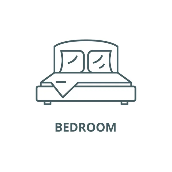 Yatak odası hattı simgesi, vektör. Yatak odası anahat işareti, kavramı sembolü, düz illüstrasyon — Stok Vektör