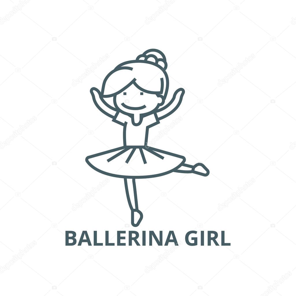 Ballerina girl,balet dancer line icon, vector. Ballerina girl,balet dancer outline sign, concept symbol, flat illustration