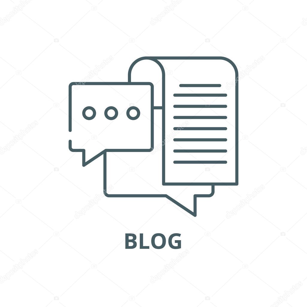 Blog line icon, vector. Blog outline sign, concept symbol, flat illustration