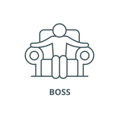 Patron çizgi simgesi, vektör. Patron anahat işareti, kavramı sembolü, düz illüstrasyon