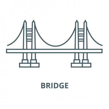 Köprü çizgisi simgesi, vektör. Köprü anahat işareti, kavram sembolü, düz illüstrasyon