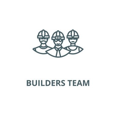 Müteahhitler takım çizgisi simgesi, vektör. Müteahhitler takım anahat işareti, kavramı sembolü, düz illüstrasyon