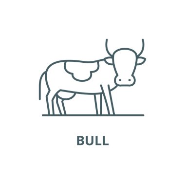 Boğa çizgi simgesi, vektör. Boğa anahat işareti, kavramı sembolü, düz illüstrasyon