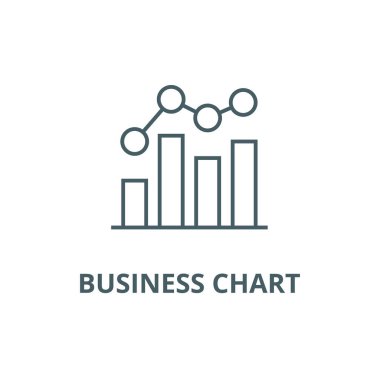 İş grafiği Çubuğu grafik satırı simgesi, vektör. İş grafik çubuk grafik anahat işareti, kavramı sembolü, düz illüstrasyon