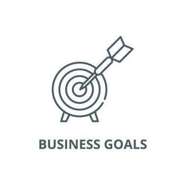İş hedefleri çizgi simgesi, vektör. İş hedefleri anahat işareti, konsept sembolü, düz illüstrasyon